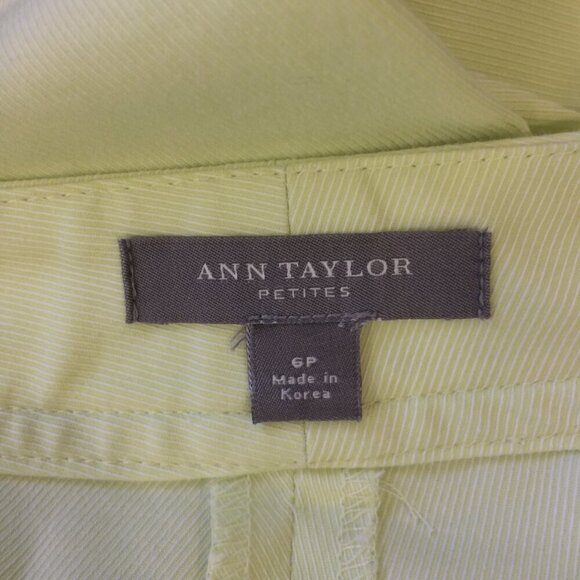 Ann Taylor Cropped Capri Pants Light Lime Slit Pockets Cotton Stretch Size 6 - Picture 4 of 4